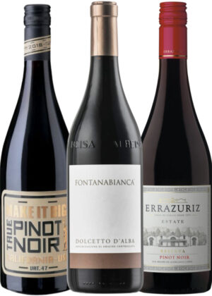 Sommerens Lyse & Elegante Rødvine  - Vinpakke 3x75 cl. (1x Fontanabianca Dolcetto d’Alba, 1x Errazuriz Reserva Pinot Noir, 1x MAKE IT BIG! – True Pinot Noir)