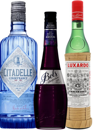 Aviation Cocktail - Pakketilbud (1x70 cl. Citadelle Gin + 1x70 cl. Luxardo Maraschino + 1x50 cl. Bols Parfait Amour)
