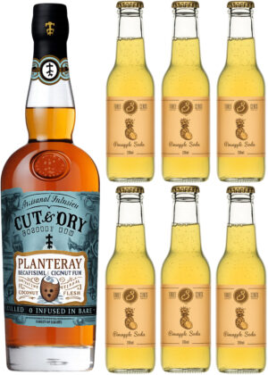 Coco-Pineapple Rum Fizz - Bundle (1x70 cl. Planteray Coconut Rum + 6x20 cl. Three Cents Pineapple Soda)