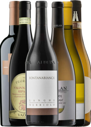 Italien Rundt På 6 Flasker – Vinpakke 6x75 cl. (1x Girlan Indra, 1x Greco Di Tufo Riserva, 1x FANTI Soralisa, 1x Pegrandi Ripasso Superiore, 1x Sarmenti Critèra)