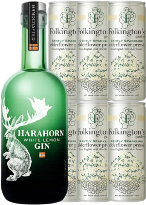 Harahorn White Lemon Fizz - Bundle (1x50 cl. Harahorn White Lemon Gin + 6x25 cl. Folkington’s Elderflower Pressè)