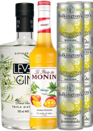 Gin Hass Cocktail - Bundle (1x70 cl. Level Gin + 6x15 cl. Folkington’s Sicilian Lemonade + 1 Monin Mango Suryp)