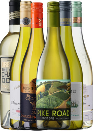 Nye Verdens Hvidvinsfund - Vinpakke 6x75 cl. (1x Pike Road Pinot Gris, 1x Big Chardonnay, 1x Silverboom Sauvignon, 1x Frigate Sauvignon, 1x Errazuriz Resv. Chardonnay, 1x Butcher’s Cut)