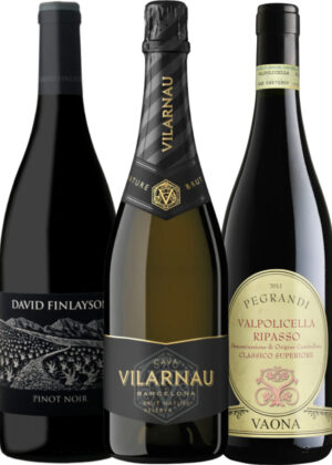 Perfekt Til Tapas – Vinpakke 3x75 cl. (1x Vilarnau Reserva CAVA, 1x Pegrandi Ripasso Superiore, 1x David Finlayson Pinot Noir)