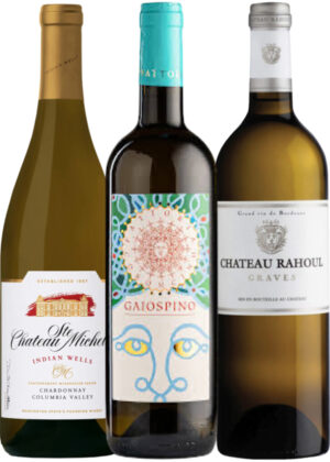 Rasch Vin Rekommenderar: Vita Vinfavoriter - Vinpaket 3x75 cl. (1x Verdicchio Gaiospino, 1x Chateau Rahoul Graves Blanc, 1x Chateau Ste. Michelle – Chardonnay Indian Wells)