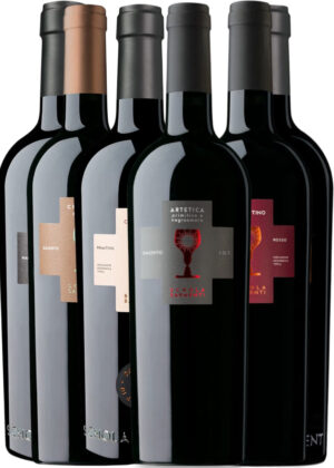 Puglias Røde Perler – Vinpakke 6x75 cl. (1x Cubardi, 1x Armentino, 1x Nerio Riserva, 1x Nauna, 1x Critèra, 1x Artetica)