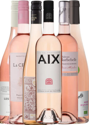 Tørre Friske Roséer – Vinpakke 6x75 cl. (1x AIX Rosé, 1x Linotte d’Anjou, 1x Barbebelle Rosé, 1x La Cerisa Rosé, 1x Peyrautins Pinot, 1x Geyerhof Stockwerk)