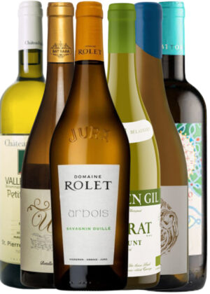 Hvidvine Værd At tale Om - Vinpakke 6x75 cl. ( 1x Arbois Savagnin, 1x Bat Gara Cuvée, 1x Op Sy Moer, 1x Priorat Blanc, 1x Petite Arvine, 1x Verdicchio Gaiospino)